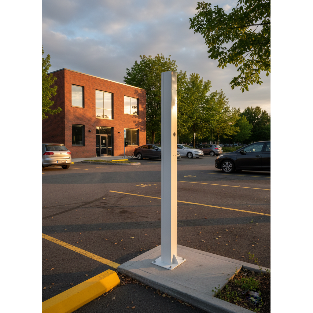Poteau de fixation robuste pour installation de 1 à 2 bornes Wallbox 7kW