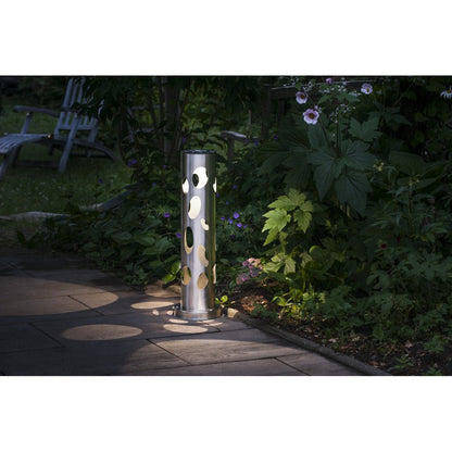 Borne solaire cylindrique ajourée très éclairante inox 68cm 50 Lumens - Galix Solaire Shop