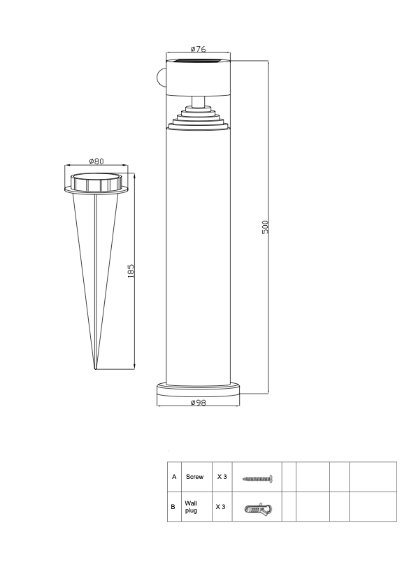 Borne solaire Forte clarté Inox avec Détecteur H50 150 Lumens - Galix Solaire Shop