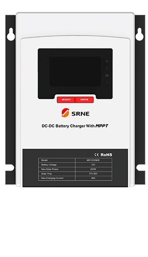 Contrôleur de Charge MPPT 400W & DC-DC 30A SRNE MD1230N05 – Booster Alternateur Euro 6 & Solaire pour Double Batterie Van, Camping-car, Bateau – Compatible Lithium, Gel, AGM - Galix Solaire Shop