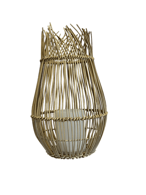 Lampe solaire NATURELIA SOLAIRE rotin tressé. Effet bougie, design naturel et romantique. Idéale jardin, terrasse, balcon et allée. - Galix Solaire Shop
