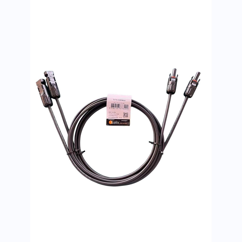 Lot de 2 câbles inter - PV 2m 4mm2 avec MC4 - Galix Solaire Shop