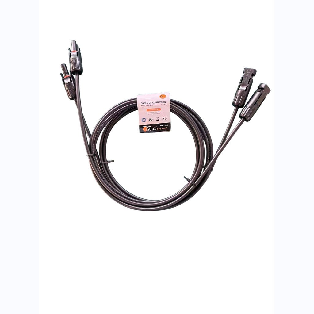Lot de 2 câbles inter - PV 2m 4mm2 avec MC4 - Galix Solaire Shop