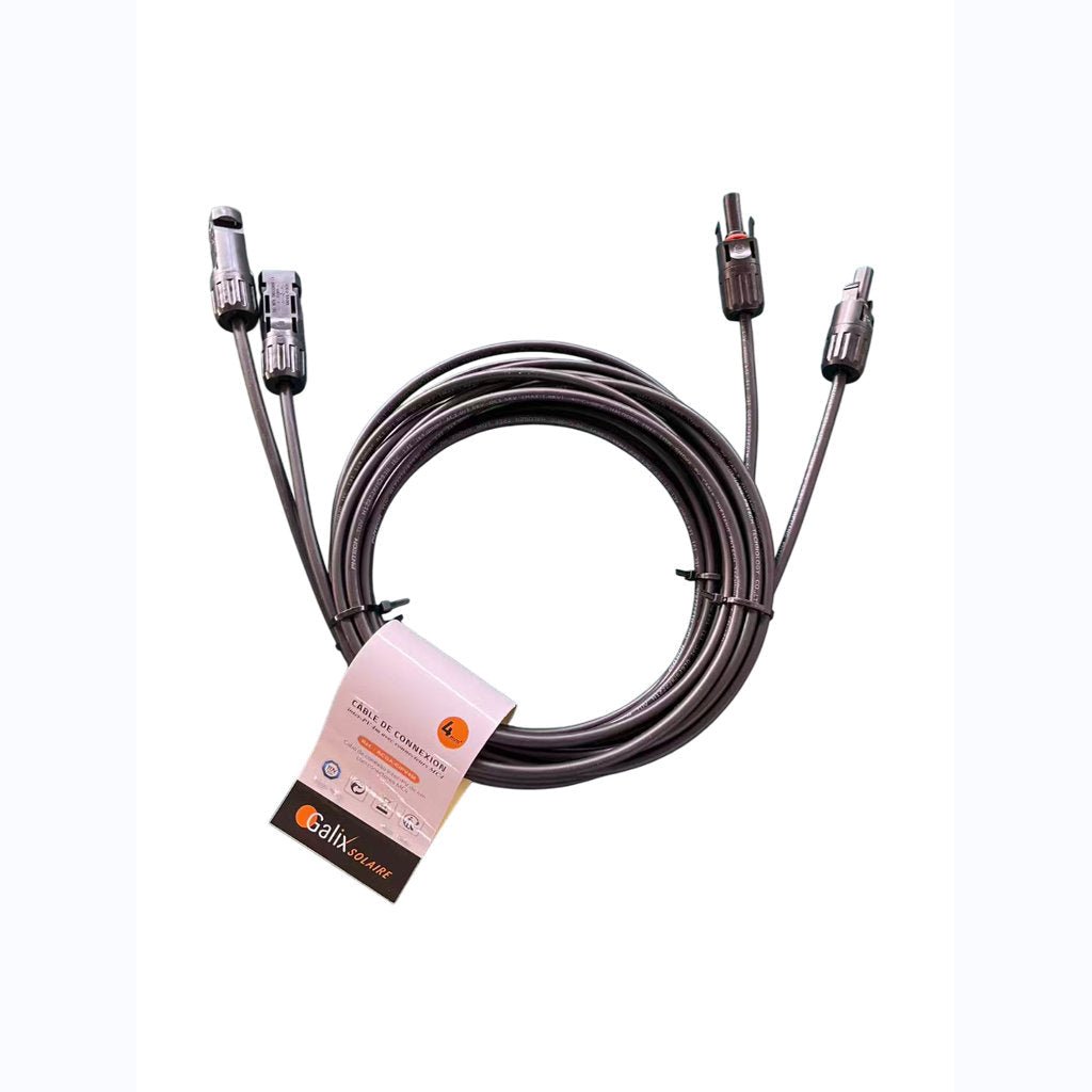 Lot de 2 câbles inter - PV 4m 4mm2 avec MC4 - Galix Solaire Shop