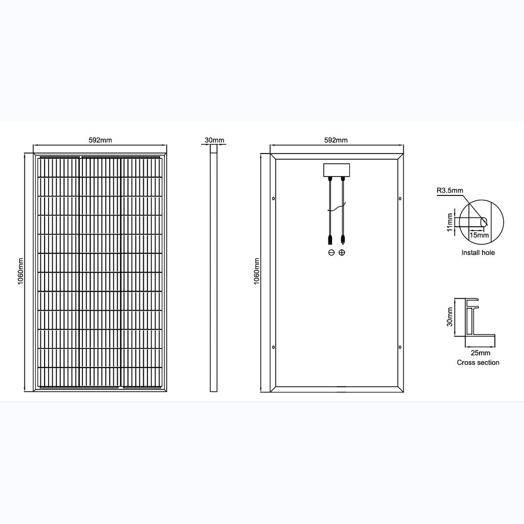 Panneau solaire Série Mono cellules PERC 120W - Galix Solaire Shop