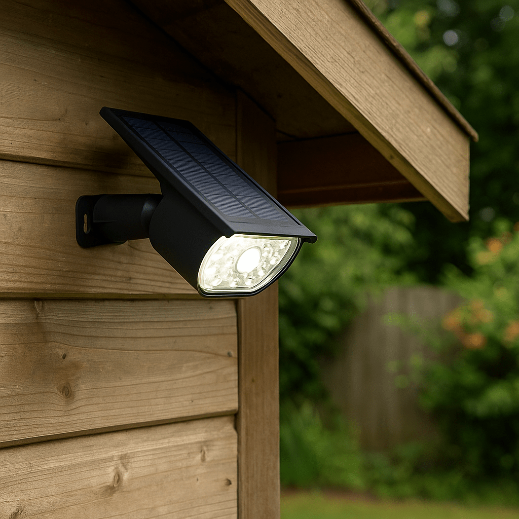 Spot solaire à planter 300 Lumens Double éclairage (option Applique) avec détecteur de présence - Galix Solaire Shop