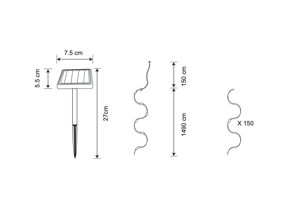 Guirlande à énergie solaire - 150 MicroLED - 16,4m - Galix Solaire Shop