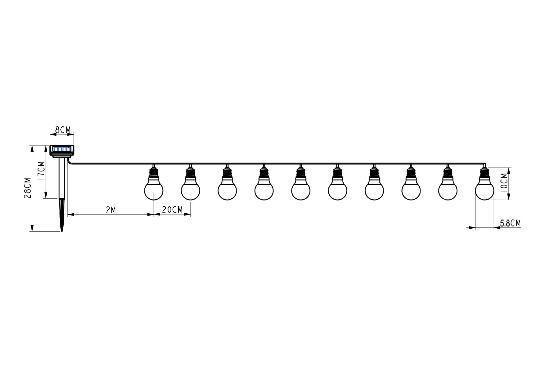 Guirlande solaire guinguette - 10 LED - Galix Solaire Shop