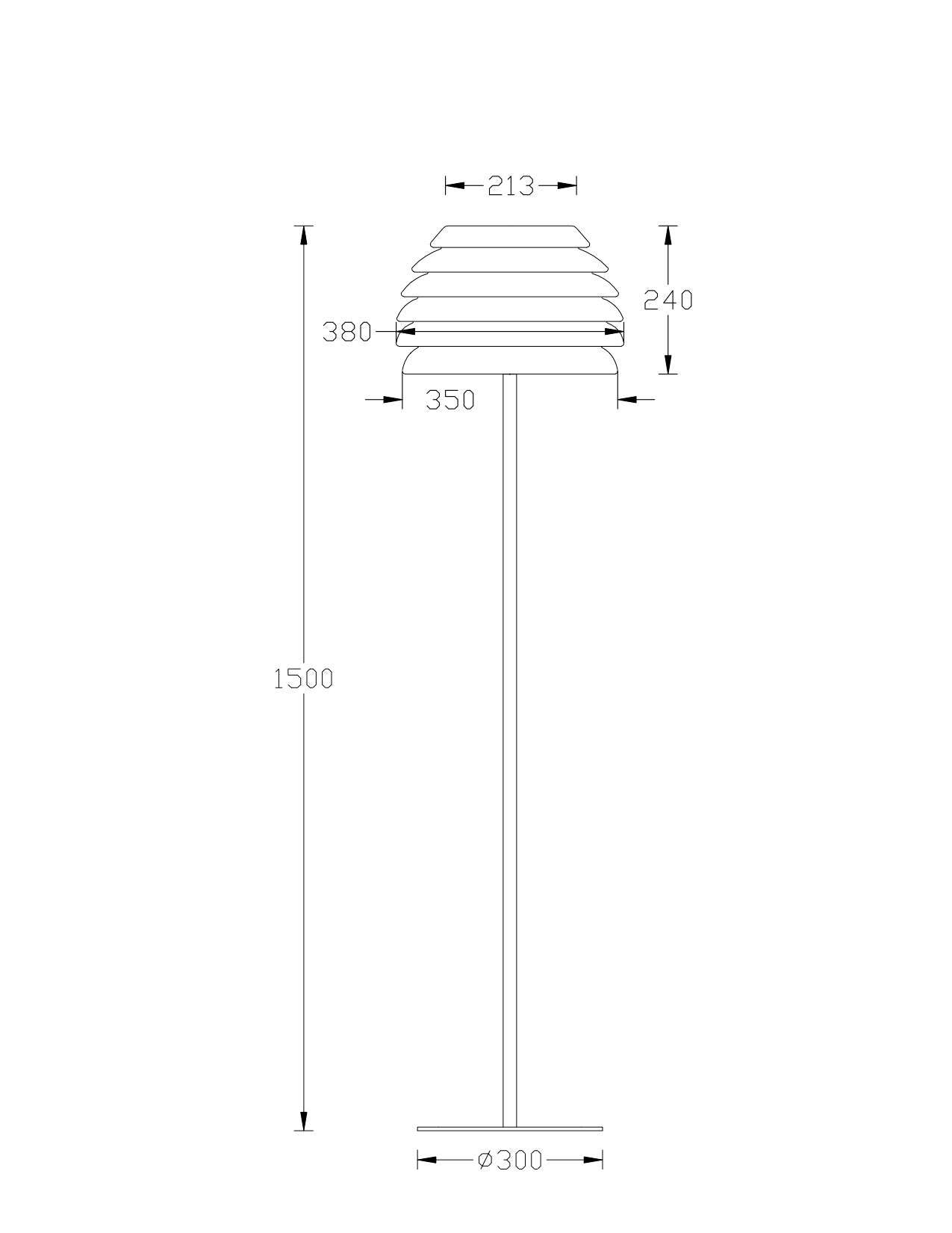 Lampadaire d'extérieur 230V, 50Hz, E27 ampoule Max. 40W - Galix Solaire Shop