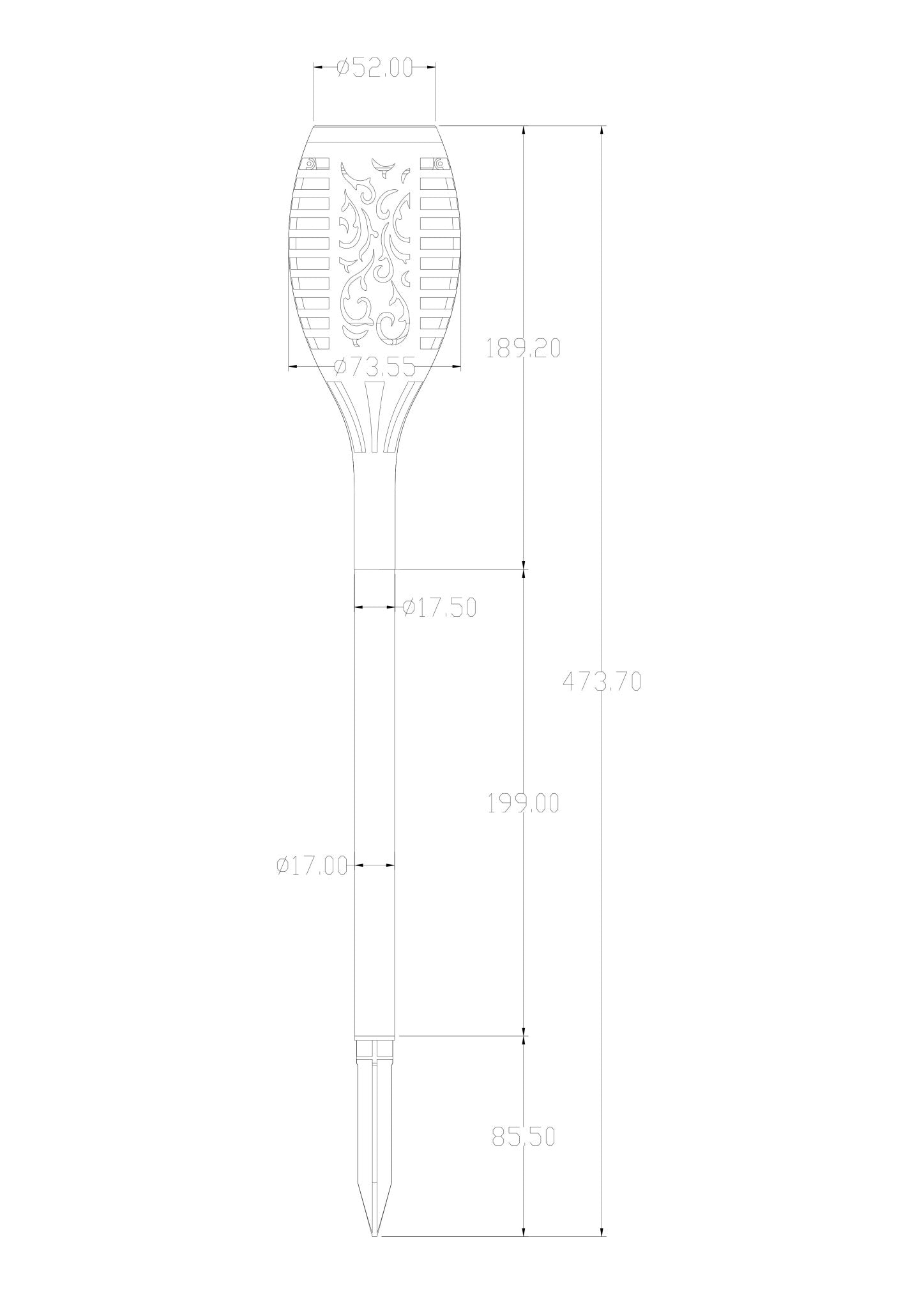 Torche solaire Ø 73 - effet flamme naturelle - Galix Solaire Shop